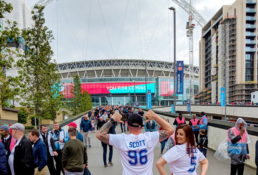 Providing transport to Scott, Stacey and the rest of Radio Wave to Wembley Stadium to watch AFC Fylde in the play-offs