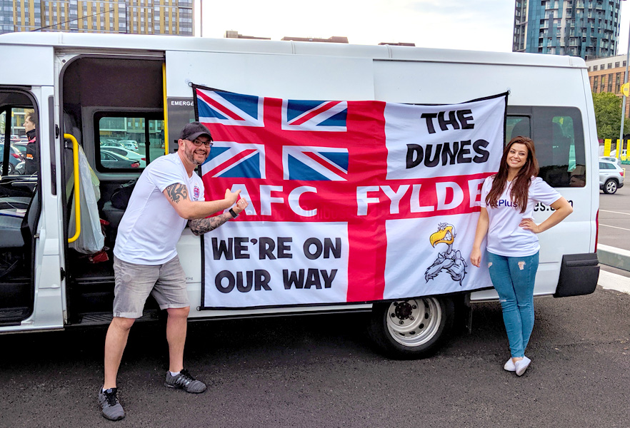 Providing transport to Scott, Stacey and the rest of Radio Wave to Wembley Stadium to watch AFC Fylde in the play-offs. Who doesn't love an away day?